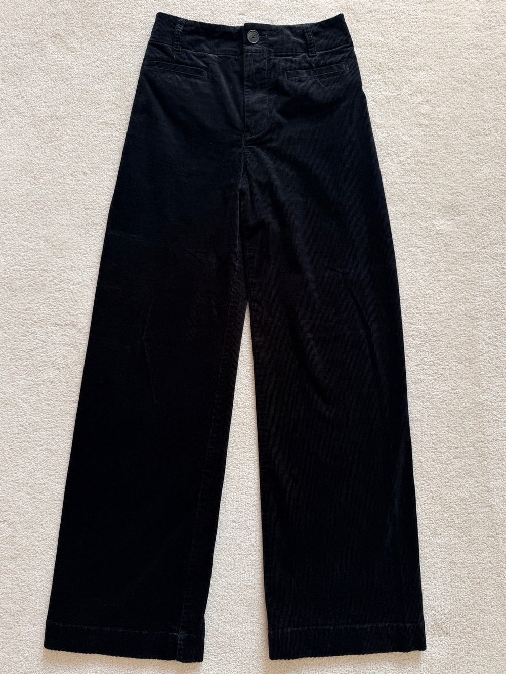 Maeve Anthropologie The Colette Black Corduroy Wide Leg Crop Pants Size 26